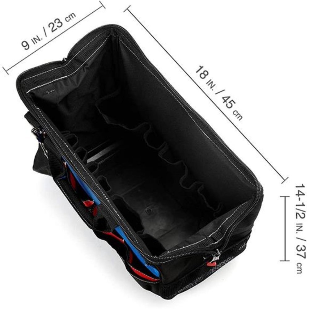 WORKPRO 18-inch Tool Bag Close Top Wide Mouth Storage w/ Sturdy Waterproof Base
